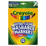Crayola Ultra-Clean Washable Markers, Fine Bullet Tip, Assorted Colors, Dozen (CYO587813) View Product Image