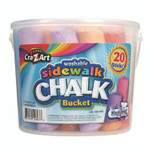 Cra-Z-Art Washable Sidewalk Jumbo Chalk in Storage Bucket with Lid and Handle, 12.63", 20 Assorted Colors