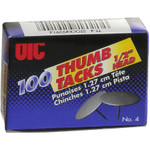 Officemate Thumb Tacks, 1/2" head, 100/BX, Steel (OIC92914) Product Image 
