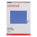 Universal Deluxe Bright Color Hanging File Folders, Letter Size, 1/5-Cut Tabs, Blue, 25/Box (UNV14116) View Product Image