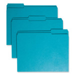 Smead Reinforced Top Tab Colored File Folders, 1/3-Cut Tabs: Assorted, Letter Size, 0.75" Expansion, Teal, 100/Box (SMD13134) View Product Image
