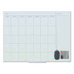 U Brands Floating Glass Dry Erase Undated One Month Calendar, 47 x 35, White View Product Image