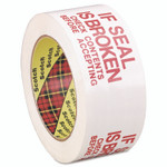 Scotch Printed Message Box Sealing Tape, 3" Core, 1.88" x 109 yds, Red/White