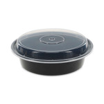 Pactiv Evergreen Newspring VERSAtainer Microwavable Containers, 24 oz, 7" Diameter, Black/Clear, Plastic, 150/Carton
