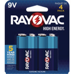 Rayovac High Energy Premium Alkaline 9V Batteries, 4/Pack