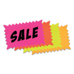 COSCO Write-On Do It Yourself Sign, Rectangular Burst, Die-Cut Paper, 10.13 x 6.38, Assorted Fluorescent Colors, 36/Pack