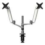 Kantek Multi-Directional Dual Monitor Arm, For 30" Monitors, 360 Deg Rotation, 105 Deg Tilt, 360 Deg Pan, Silver/WH, Supports 20 lbs