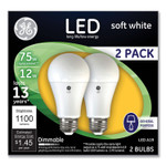 GE 75W LED Bulbs, A19, 12 W, Soft White, 2/Pack (GEL93127324) View Product Image