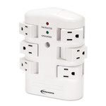 Innovera Wall Mount Surge Protector, 6 AC Outlets, 2,160 J, White View Product Image