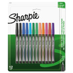 Sharpie Water-Resistant Ink Porous Point Pen, Stick, Fine 0.4 mm, Assorted Ink and Barrel Colors, Dozen