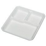 AbilityOne 7350009269233, SKILCRAFT, Rectangular Compartment Plates, 10 x 0.88 x 8, White, 500/Box (NSN9269233) View Product Image