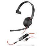 poly Blackwire 5210 Monaural Over The Head USB Headset, Black Product Image 