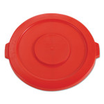 Rubbermaid Commercial BRUTE Self-Draining Flat Top Lids for 32 gal Round BRUTE Containers, 22.25" Diameter, Red (RCP2631RED) View Product Image