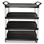 Rubbermaid Commercial Xtra Utility Cart with Open Sides, Plastic, 4 Shelves, 400 lb Capacity, 40.63" x 20" x 51", Black (RCP409600BLA) View Product Image
