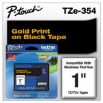 Brother P-Touch TZe Standard Adhesive Laminated Labeling Tape, 0.94" x 26.2 ft, Gold on Black (BRTTZE354) View Product Image