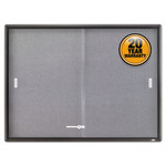 Quartet Enclosed Indoor Cork/Fabric Bulletin Board with 2 Sliding Glass Doors, 48" x 36", Gray Surface, Graphite Gray Aluminum Frame