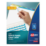 Avery Print and Apply Index Maker Clear Label Dividers, 5-Tab, Color Tabs, 11 x 8.5, White, Contemporary Color Tabs, 25 Sets (AVE11992) View Product Image