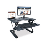 Victor High Rise Height Adjustable Standing Desk with Keyboard Tray, 31" x 31.25" x 5.25" to 20", Gray/Black