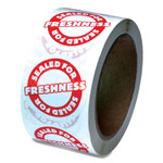 Iconex Tamper Seal Label, 2" dia, Red/White, 500/Roll, 4 Rolls/Carton