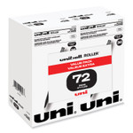 uniball Rollerball Pen, Stick, Extra-Fine 0.5 mm, Black Ink, Black Barrel, 72/Pack