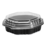 SOLO OctaView Hinged-Lid Hot Food Containers, 31 oz, 9.55 x 9.1 x 3, Black/Clear, Plastic, 100/Carton (SCC809011PP94) View Product Image
