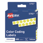 Avery Handwrite-Only Permanent Self-Adhesive Round Color-Coding Labels in Dispensers, 0.25" dia, Yellow, 450/Roll, (5792) Avery Handwrite-Only Permanent Self-Adhesive Round Color-Coding Labels in Dispensers, 0.25" dia, Yellow, 450/Roll, (5792)