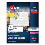 Avery Waterproof Address Labels with TrueBlock and Sure Feed, Laser Printers, 1.33 x 4, White, 14/Sheet, 50 Sheets/Pack Avery Waterproof Address Labels with TrueBlock and Sure Feed, Laser Printers, 1.33 x 4, White, 14/Sheet, 50 Sheets/Pack
