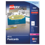 Avery Printable Postcards, Laser, 80 lb, 4 x 6, Uncoated White, 80 Cards, 2 Cards/Sheet, 40 Sheets/Box (AVE5889) Product Image 