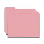 Smead Interior File Folders, 1/3-Cut Tabs: Assorted, Letter Size, 0.75" Expansion, Pink, 100/Box (SMD10263) View Product Image