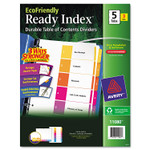 Avery Customizable Table of Contents Ready Index Dividers with Multicolor Tabs, 5-Tab, 1 to 5, 11 x 8.5, White, 3 Sets (AVE11080) View Product Image