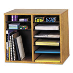 Safco Wood/Fiberboard Literature Sorter, 12 Compartments, 19.63 x 11.88 x 16.13, Oak Product Image 
