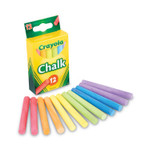 Crayola Chalk, 3" x 0.38" Diameter, 6 Assorted Colors, 12 Sticks/Box Product Image 
