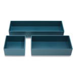 TRU RED Three-Piece Plastic Drawer Organizer, 3.23 x 3.23 x 1.47, 6.26 x 3.23 x 1.47, 9.5 x 3.23 x 1.47, Teal, 3/Set View Product Image