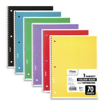 Mead Spiral Notebook, 1-Subject, Medium/College Rule, Assorted Cover Colors, (70) 10.5 x 8 Sheets, 6/Pack View Product Image