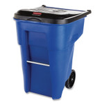 Rubbermaid Commercial Square Brute Rollout Container, 50 gal, Molded Plastic, Blue (RCP9W27BLU) View Product Image