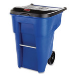 Rubbermaid Commercial Square Brute Rollout Container, 50 gal, Molded Plastic, Blue