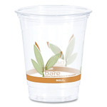 Dart Bare Eco-Forward RPET Cold Cups, ProPlanet Seal, 12 oz to 14 oz, Leaf Design, Clear, Squat, 50/Pack, 20 Packs/Carton (DCCRTP12BARECT) View Product Image