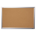 AbilityOne 7195014840007 SKILCRAFT Quartet Cork Board, 24 x 18, Tan Surface, Silver Anodized Aluminum Frame (NSN4840007) View Product Image