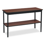 Barricks Utility Table with Bottom Shelf, Rectangular, 48w x 18d x 30h, Walnut/Black (BRKUTS1848WA) View Product Image