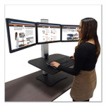 Victor High Rise Electric Triple Monitor Standing Desk Workstation, 28 x 23 x 20, Black/Aluminum, Ships in 1-3 Business Days (VCTDC475) View Product Image