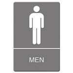 Headline Sign ADA Sign, Men Restroom Symbol w/Tactile Graphic, Molded Plastic, 6 x 9, Gray (USS4817) View Product Image