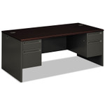 HON 38000 Series Double Pedestal Desk, 72" x 36" x 29.5", Mahogany/Charcoal (HON38180NS) View Product Image