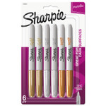 Sharpie Metallic Fine Point Permanent Markers, Fine Bullet Tip, Gold-Silver-Bronze, 6/Pack