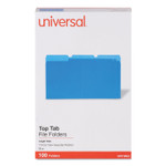 Universal Deluxe Colored Top Tab File Folders, 1/3-Cut Tabs: Assorted, Legal Size, Blue/Light Blue, 100/Box