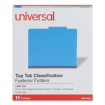 Universal Bright Colored Pressboard Classification Folders, 2" Expansion, 1 Divider, 4 Fasteners, Letter Size, Cobalt Blue, 10/Box (UNV10201) View Product Image