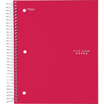 Mead 5-Subject Notebook, 8"x10-1/2" Sheet Size, Wide-Rld, Red (MEA72041) Product Image 