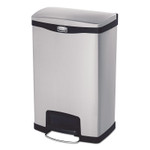 Rubbermaid Commercial Slim Jim Stainless Steel Step-On Container, Front Step Style, 13 gal, Stainless Steel, Black
