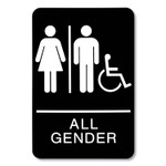 Headline Sign ADA Sign, All Gender/Wheelchair Accessible Tactile Symbol, Plastic, 6 x 9, Black/White