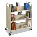 Safco Steel Double-Sided Book Cart, Metal, 6 Shelves, 300 lb Capacity, 36" x 18.5" x 43.5", Sand (SAF5357SA) View Product Image