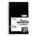 Mead Spiral Notebook, 3-Subject, Medium/College Rule, Randomly Assorted Cover Color, (150) 9.5 x 5.5 Sheets